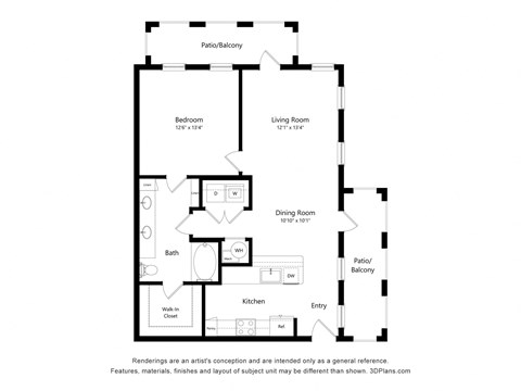 a floor plan of a unit with a bedroom and a living room